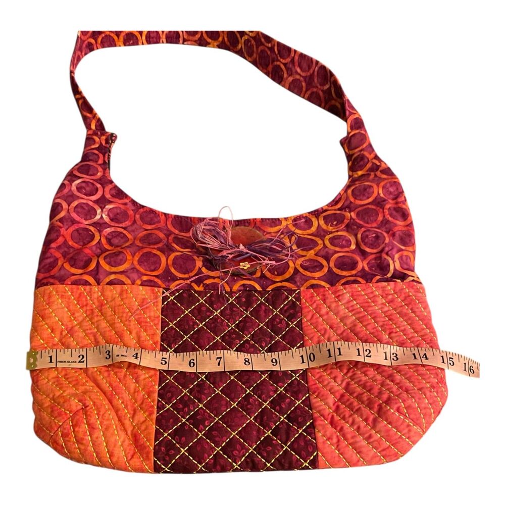 Vintage Handmade Boho Patchwork Quilted Shoulder … - image 7